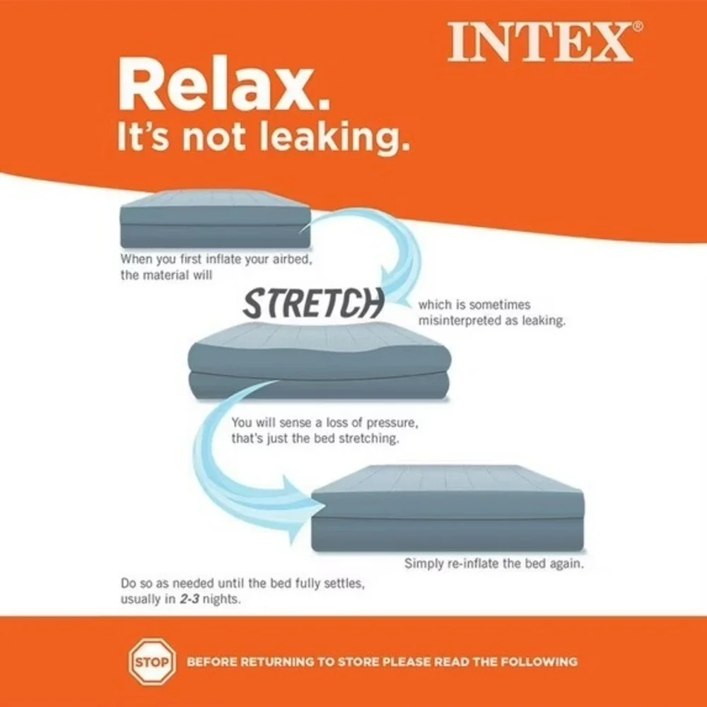 Intex 8in Twin Super-Tough Air Mattress Bed with Built-In Battery Pump